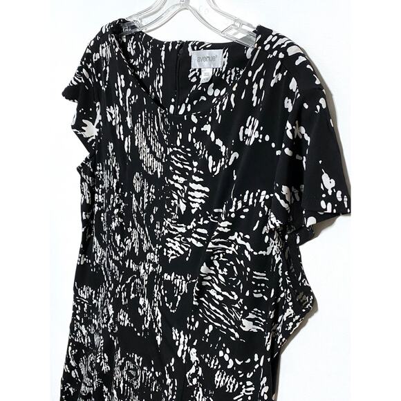 Avenue Dress Black White Whimsigoth Y2K Boho Artsy Abstract Stretch Womens 14 16 - Picture 2 of 6